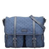 グッチ GGナイロン 斜め掛け ショルダーバッグ メッセンジャーバッグ 387070 ネイビー ナイロン レザー レディース GUCCI 【中古】